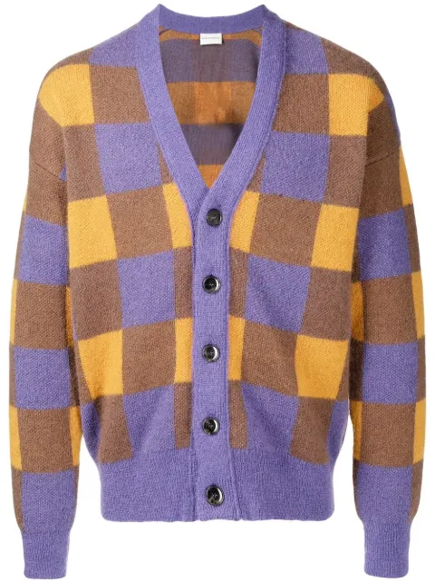 Drôle De Monsieur checked mohair-blend cardigan