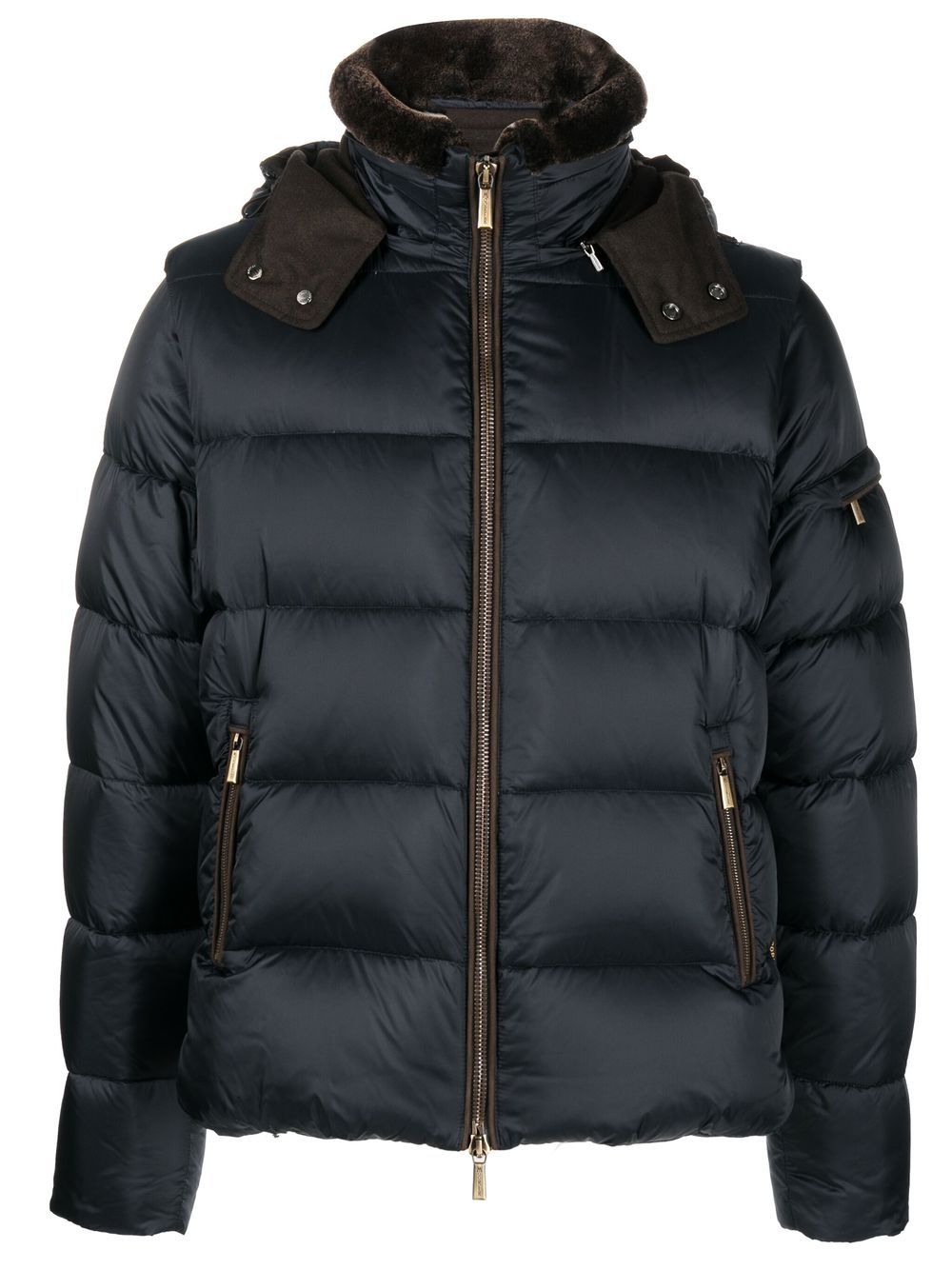 Moorer Zip-up Padded Down Jacket In Blue