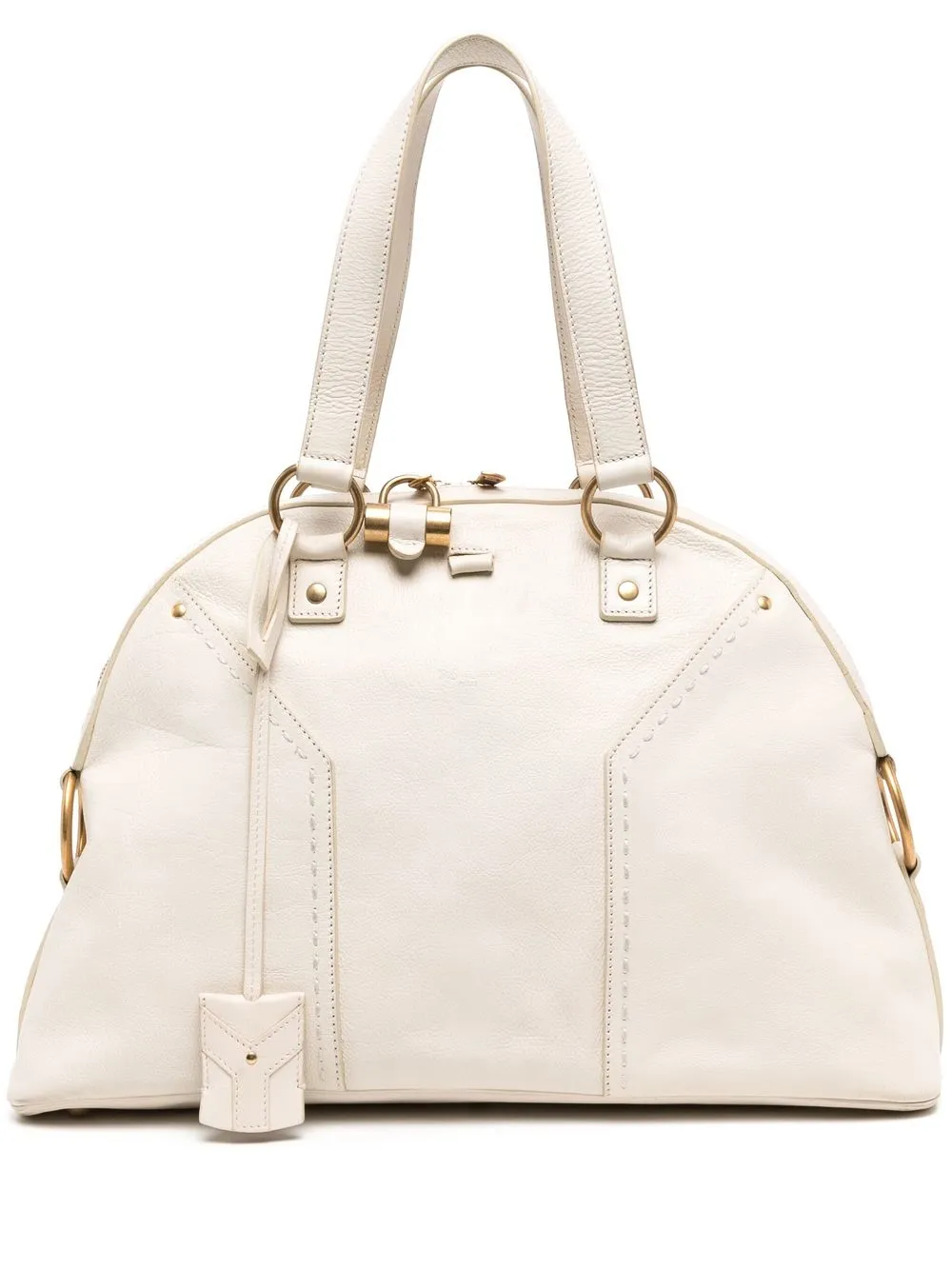 

Yves Saint Laurent Pre-Owned stitched panelled tote - White