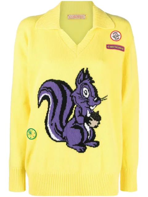 CORMIO squirrel intarsia knit jumper