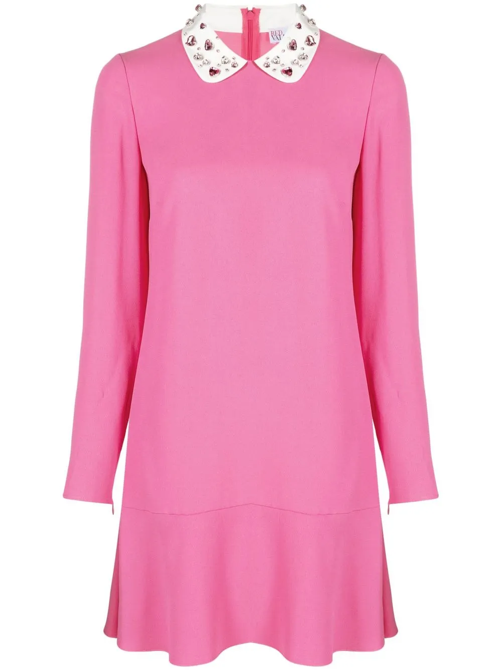 

RED Valentino rhinestone-collar long-sleeve dress - Pink