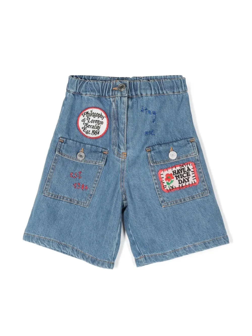 

Philosophy Di Lorenzo Serafini Kids shorts de mezclilla anchos - Azul