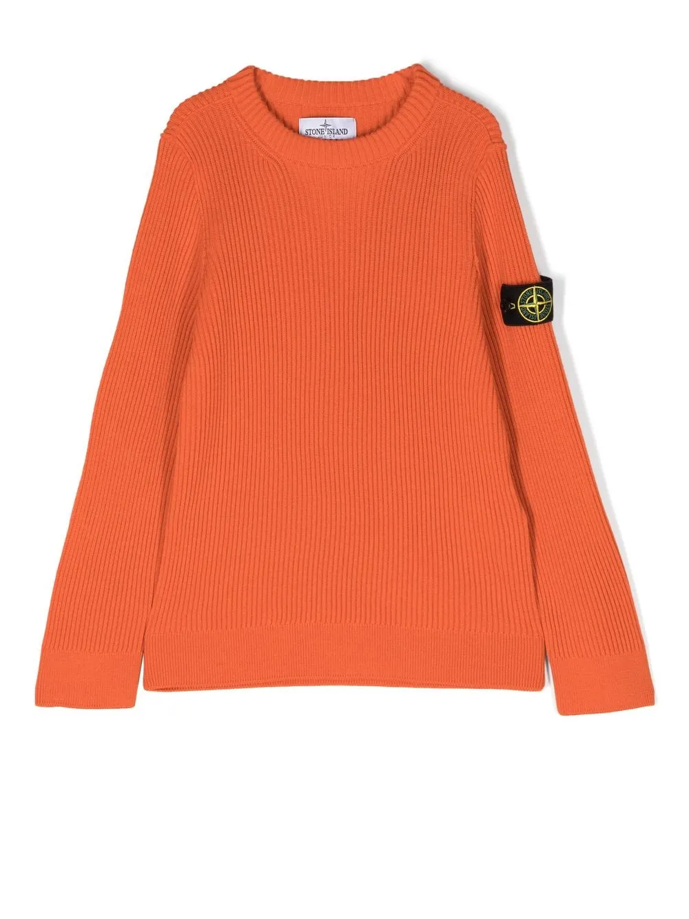 

Stone Island Junior suéter tejido de canalé con parche del logo - Naranja