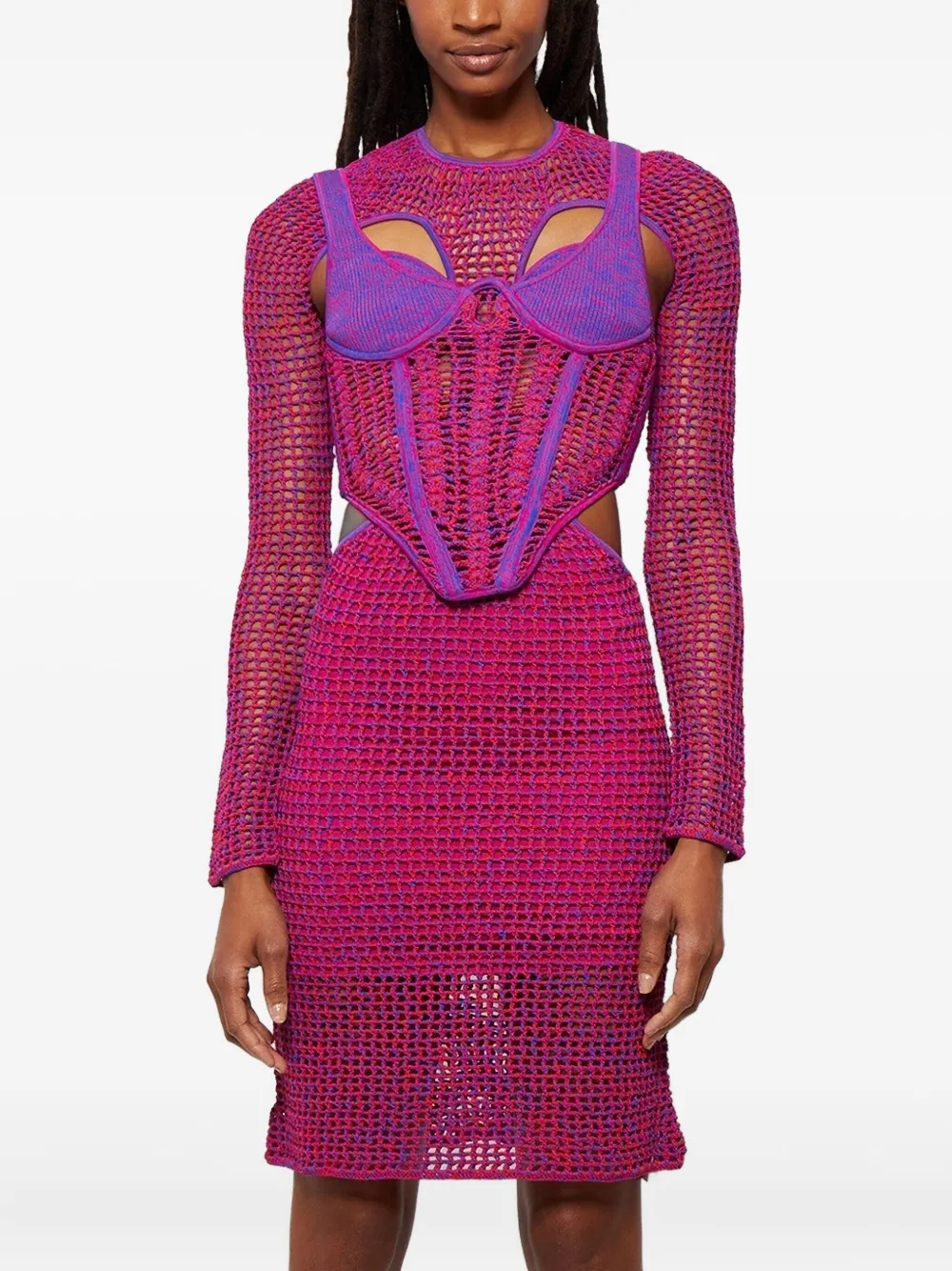 Dion Lee Gehaakte mini-jurk Roze