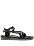 Neighborhood logo-tape flat sandals - Black