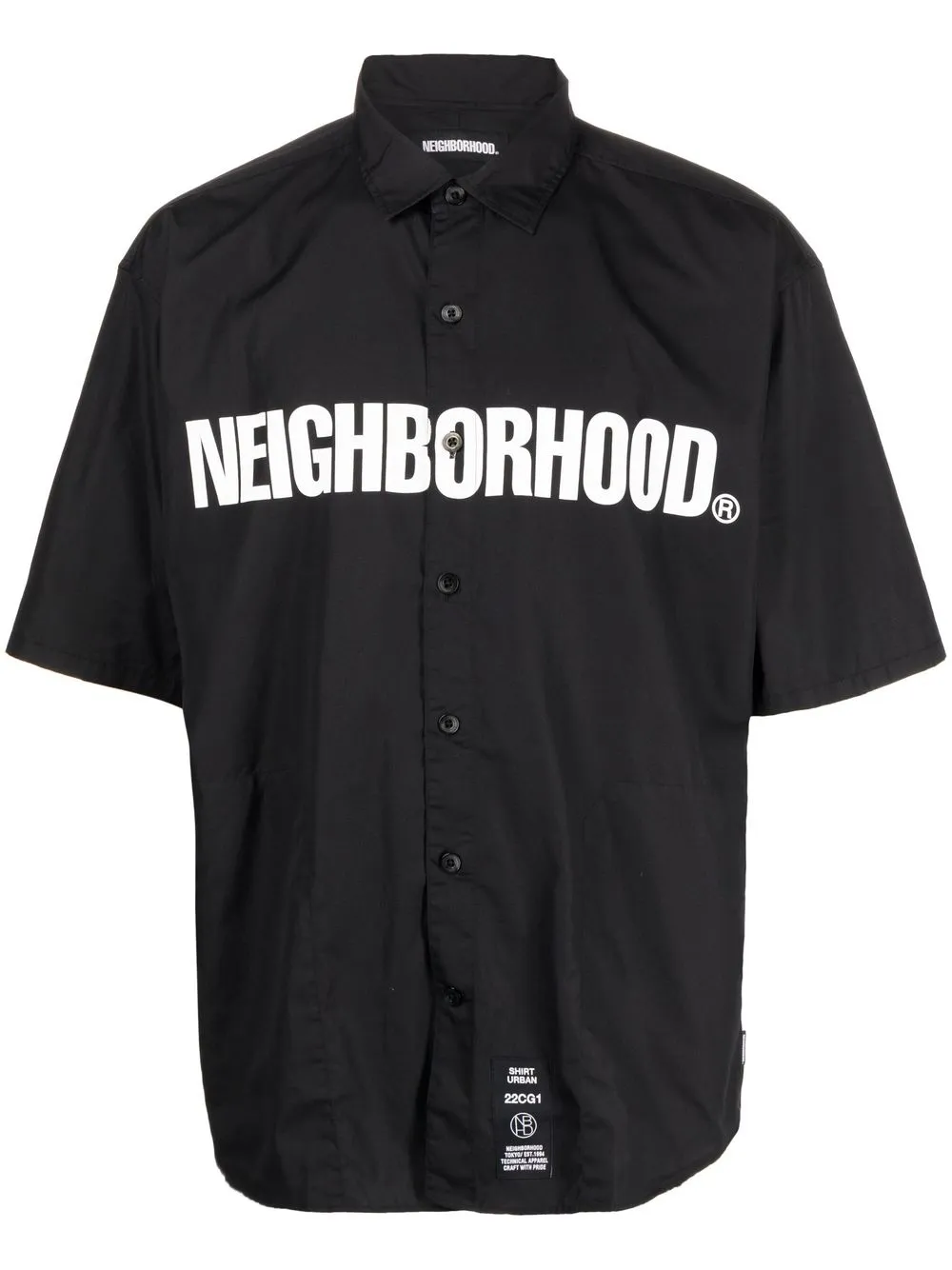 

Neighborhood logo-print short-sleeved shirt - Black