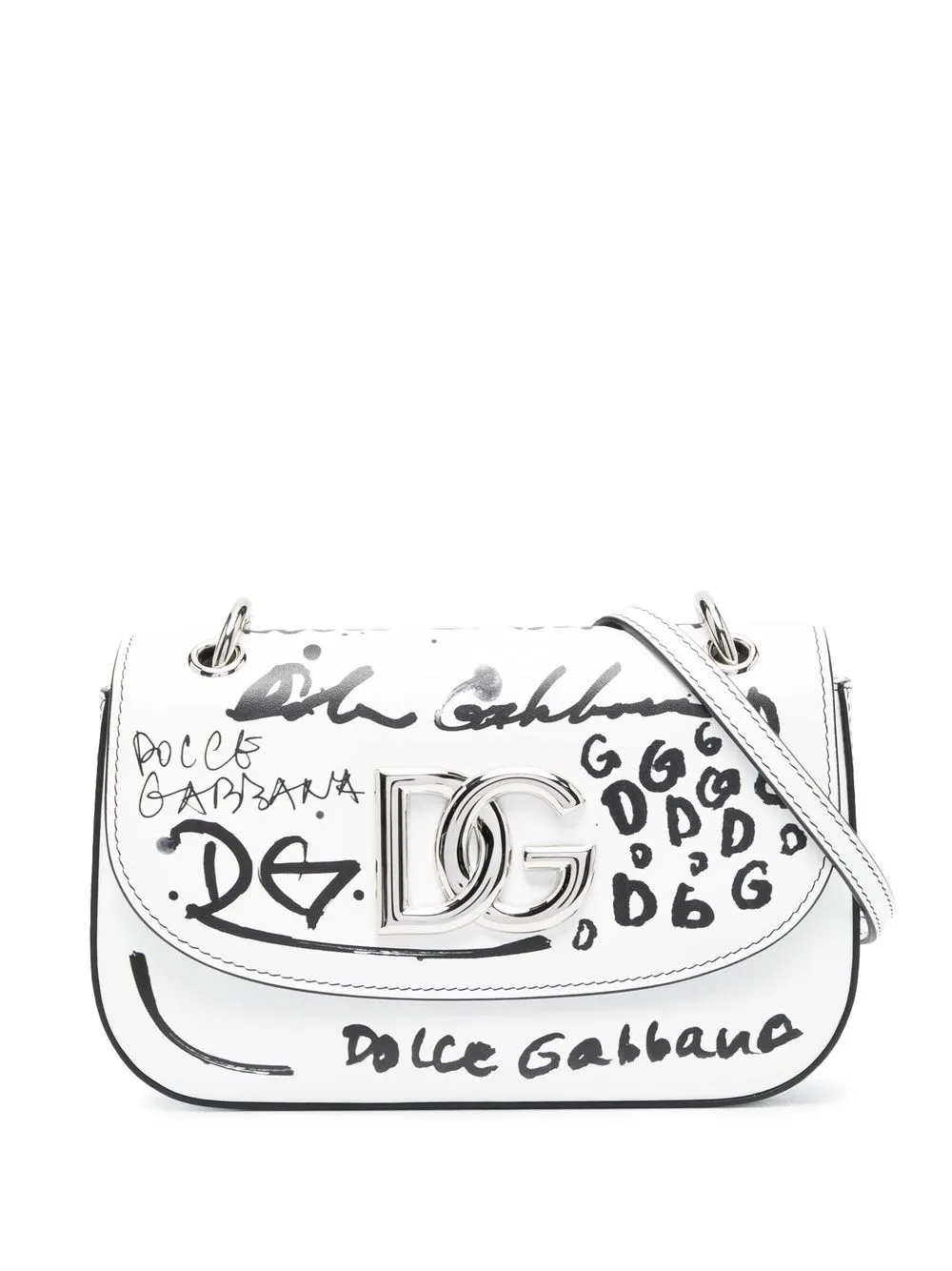 

Dolce & Gabbana sketchbook-print leather shoulder bag - Blanco