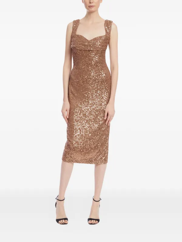 badgley mischka sequin midi dress Wrap-effect sequined stretch-tulle midi dress - midnight blue