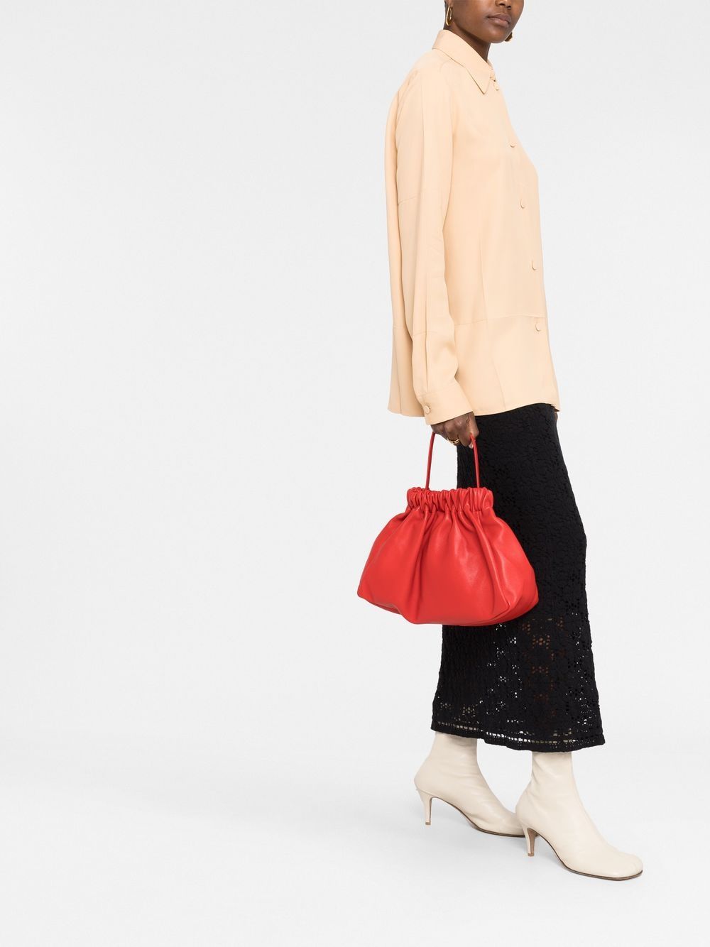 Jil Sander Schoudertas met gesmockt detail - Rood