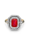 Pragnell Vintage Edwardian 18kt yellow gold and platinum ruby and diamond ring