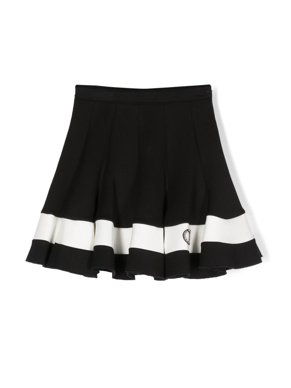 

TWINSET Kids embellished-logo flared skirt - Black