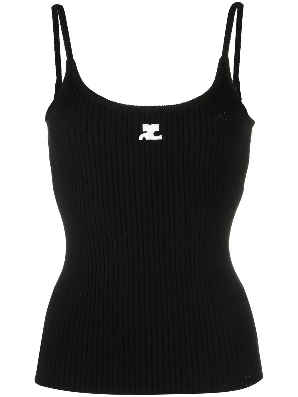 

Courrèges logo-embroidered ribbed-knit top - Black