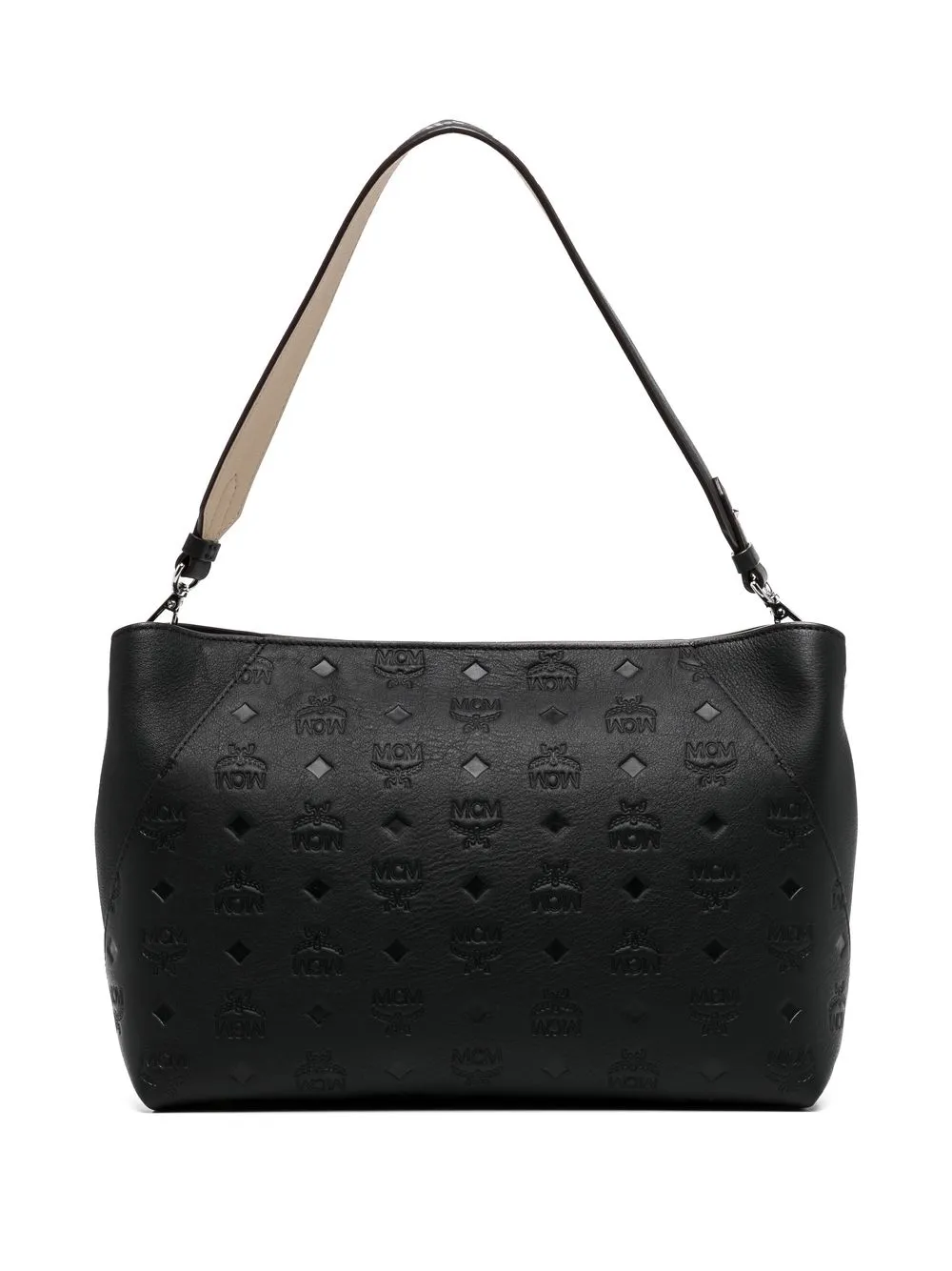 

MCM bolsa de hombro Visetos con logo en relieve - Negro