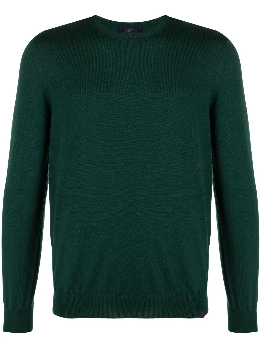 

Fay fine-knit ribbed-trim jumper - Green