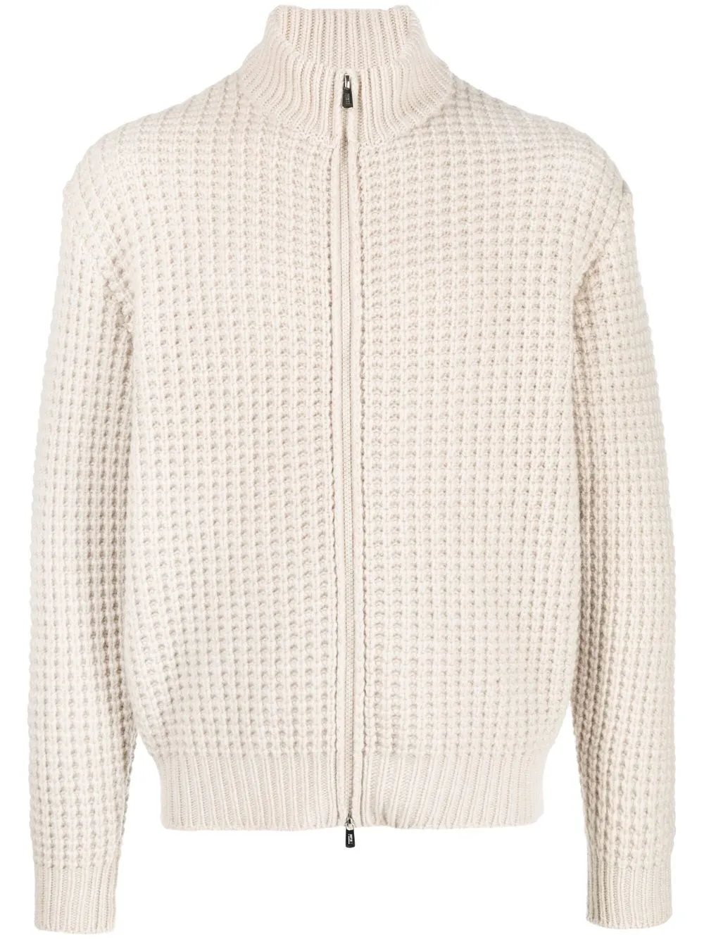 

Fedeli zip-through waffle-knit jumper - Neutrals