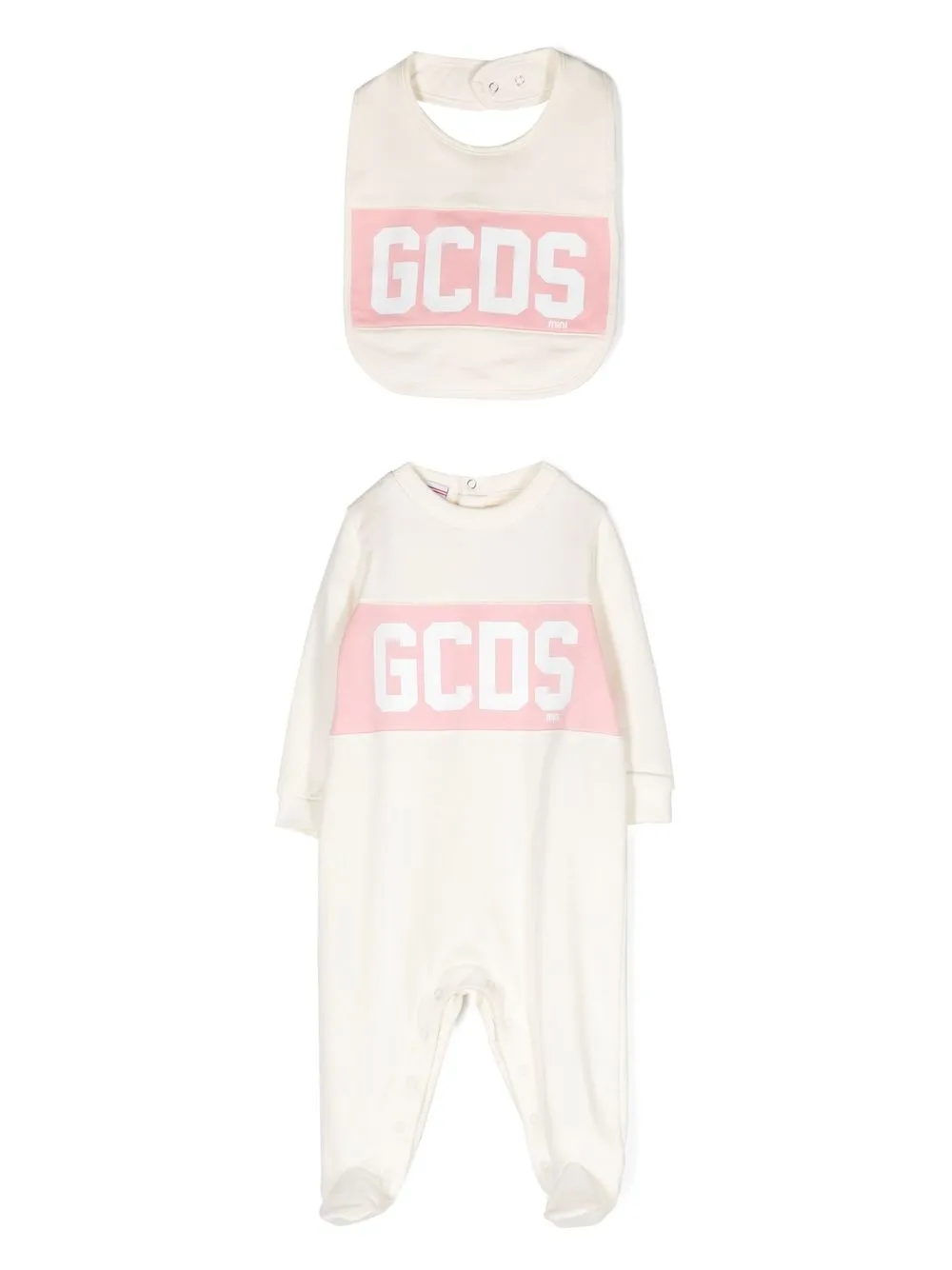 

Gcds Kids logo-print footed babygrow set - White