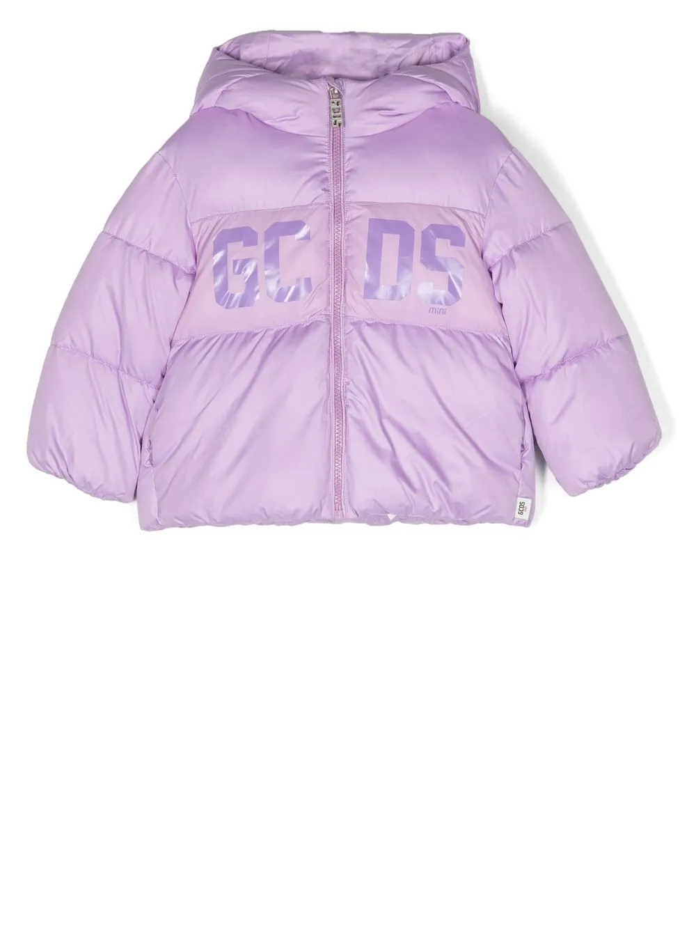 

Gcds Kids logo-print hooded puffer jacket - Purple