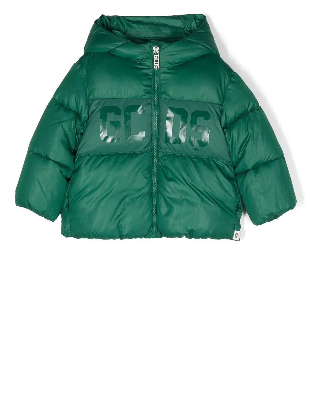 

Gcds Kids logo-print hooded puffer jacket - Green