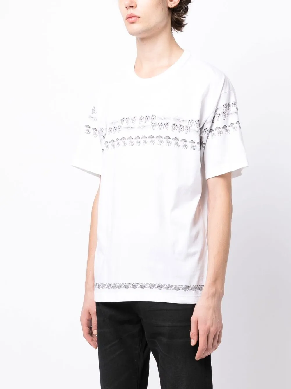  Neighborhood T Shirt Mit Pilze Print   Weiß 
