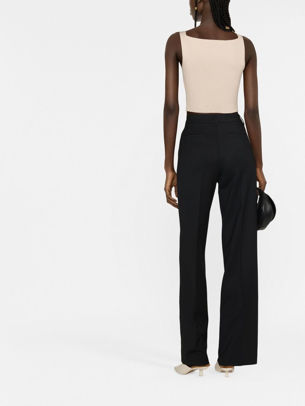 Shop P.a.r.o.s.h Pressed-crease Tailored Trousers In Black