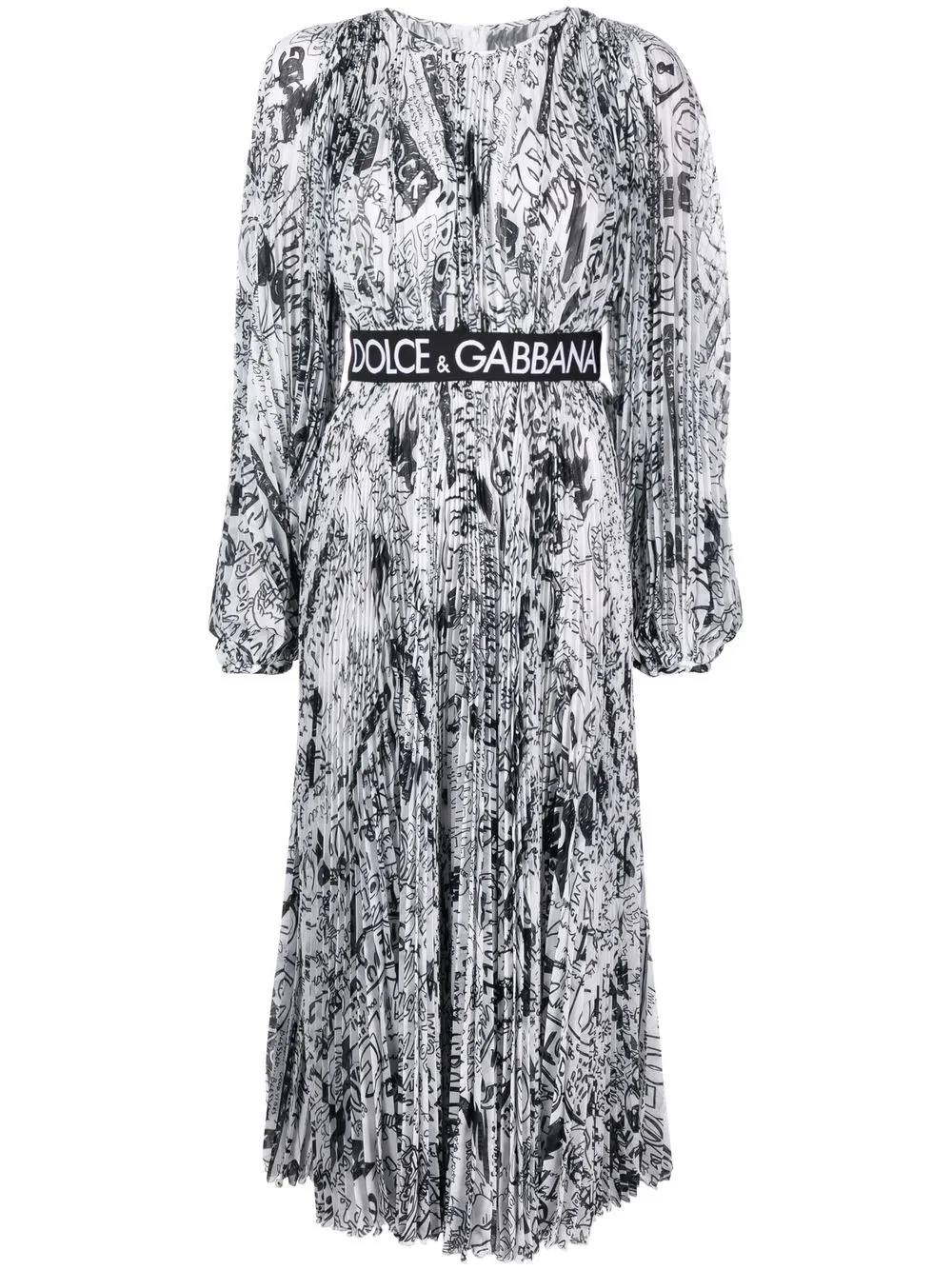 

Dolce & Gabbana vestido con logo estilo grafiti - Blanco