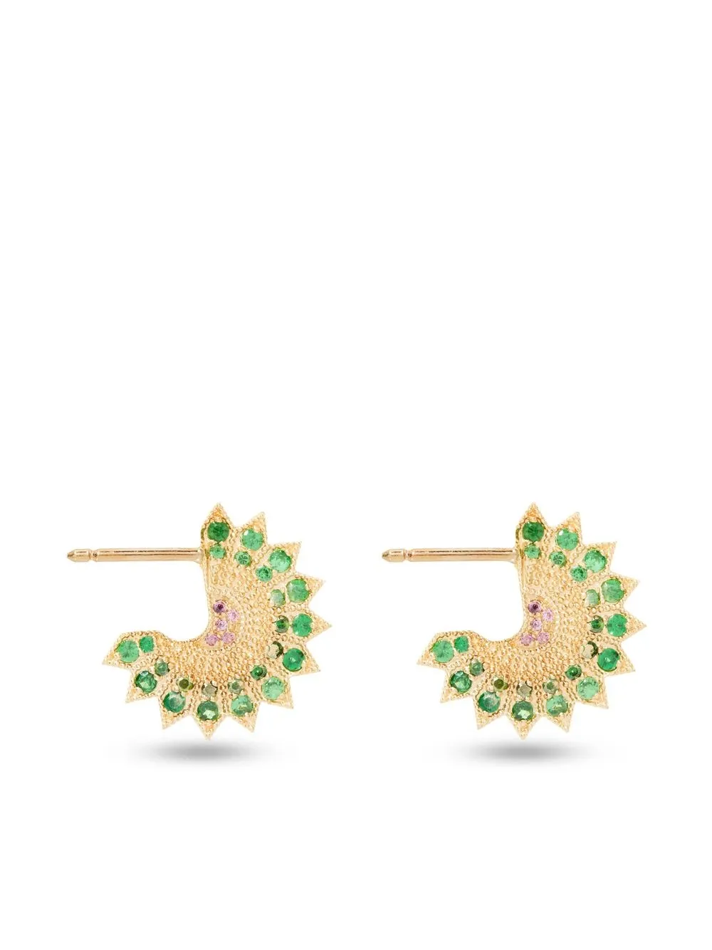 

Nada Ghazal 18kt yellow gold Lotus tsavorite earrings