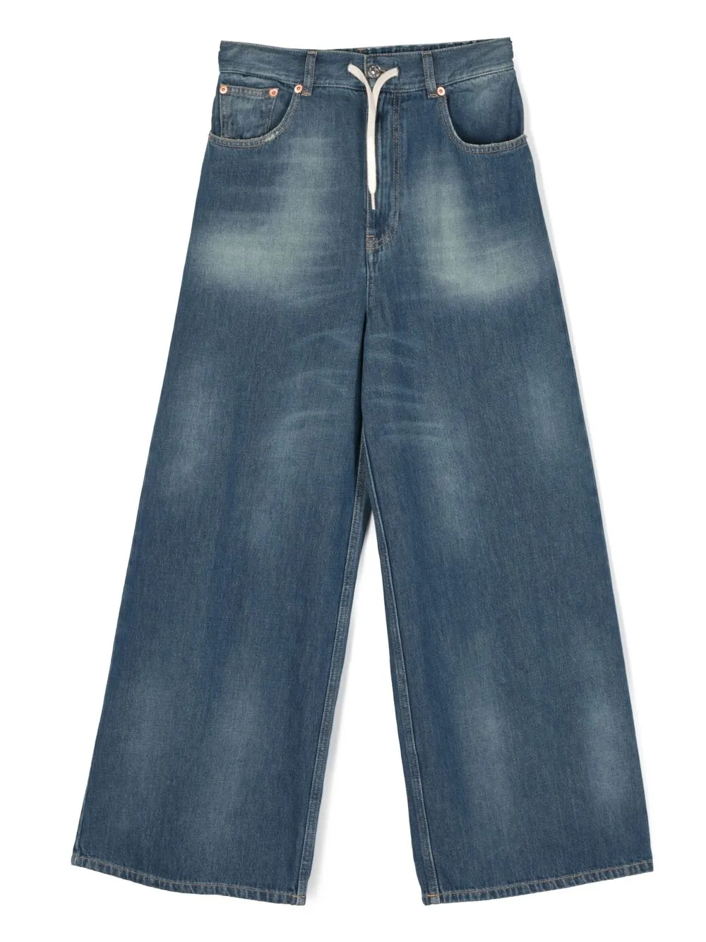 

MM6 Maison Margiela Kids TEEN drawstring wide-leg jeans - Blue