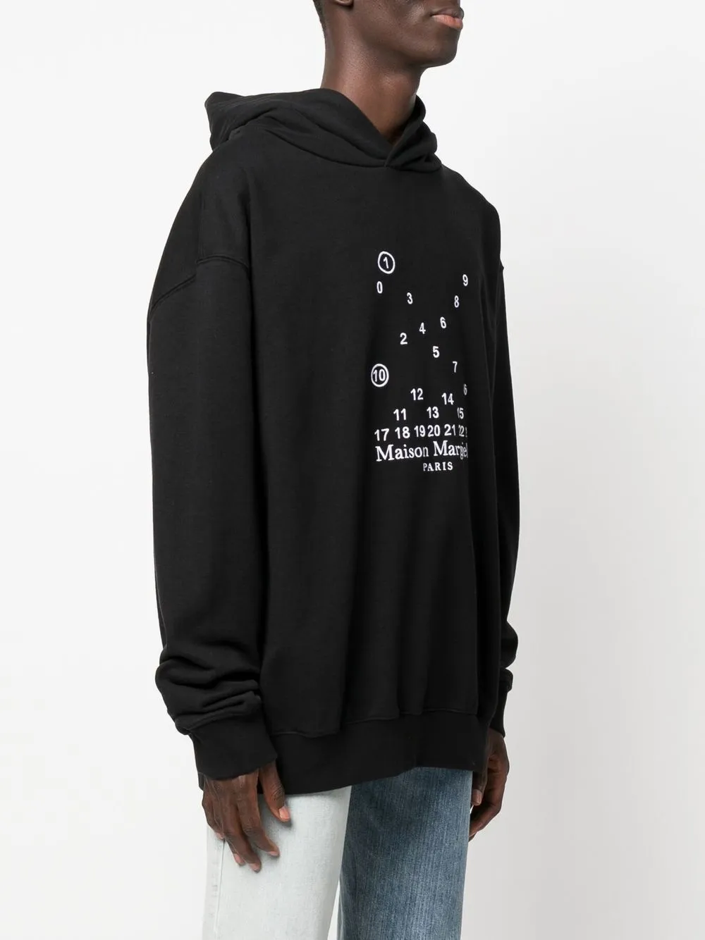 Shop Maison Margiela Logo-embroidered Cotton Hoodie In Schwarz