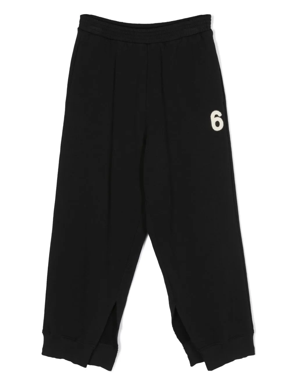 

MM6 Maison Margiela Kids pants rectos con parche del logo - Negro