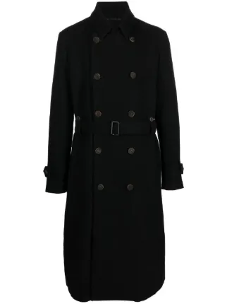 forme d'expression ダブルブレスト トレンチコート Forme D'expression Belted double-breasted Trench Coat | Black