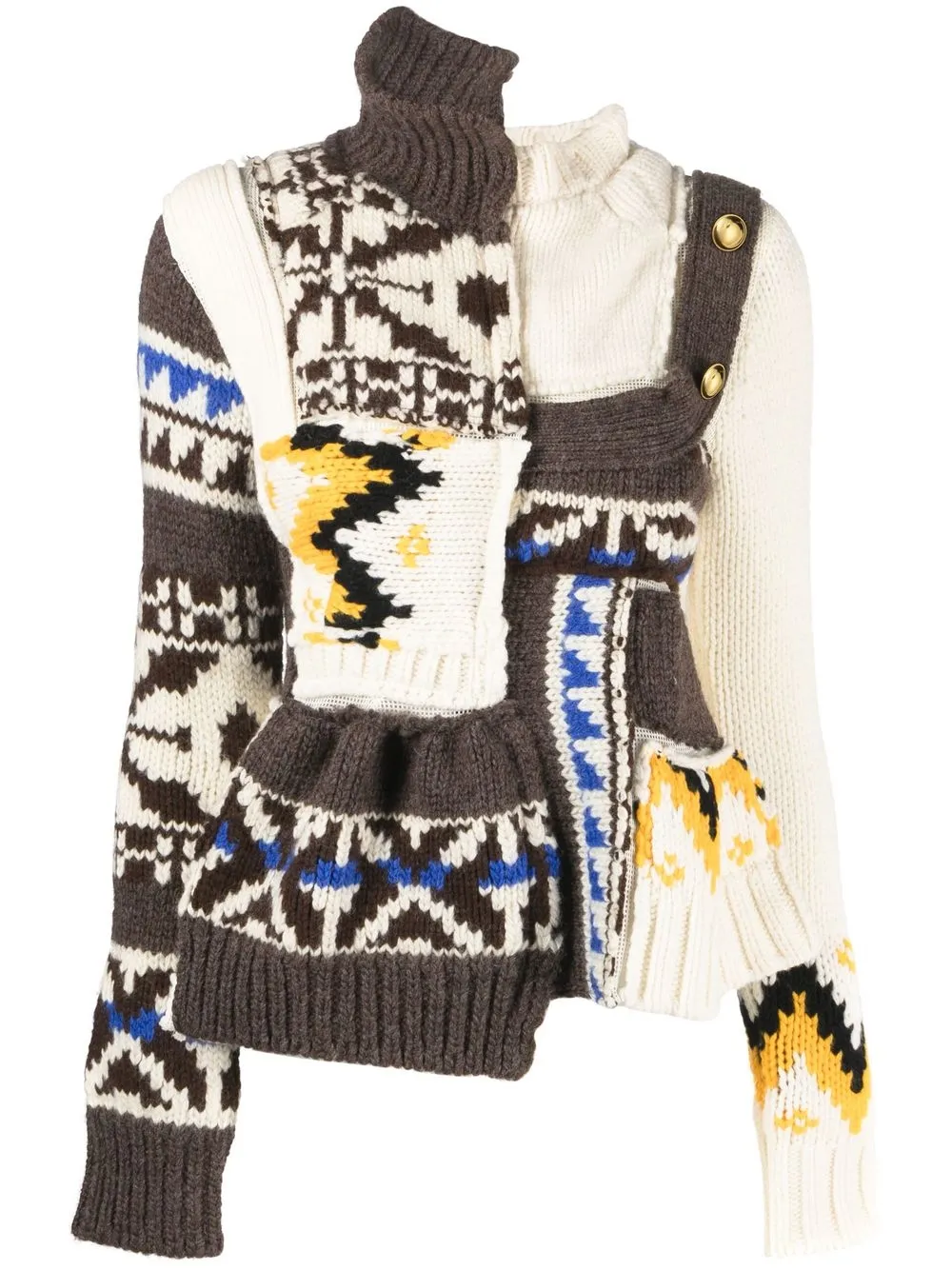 

sacai fair isle-knit panelled jumper - White