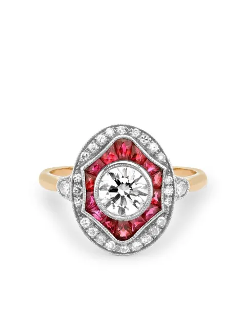 Pragnell Vintage 18kt yellow gold Art Deco diamond and ruby ring