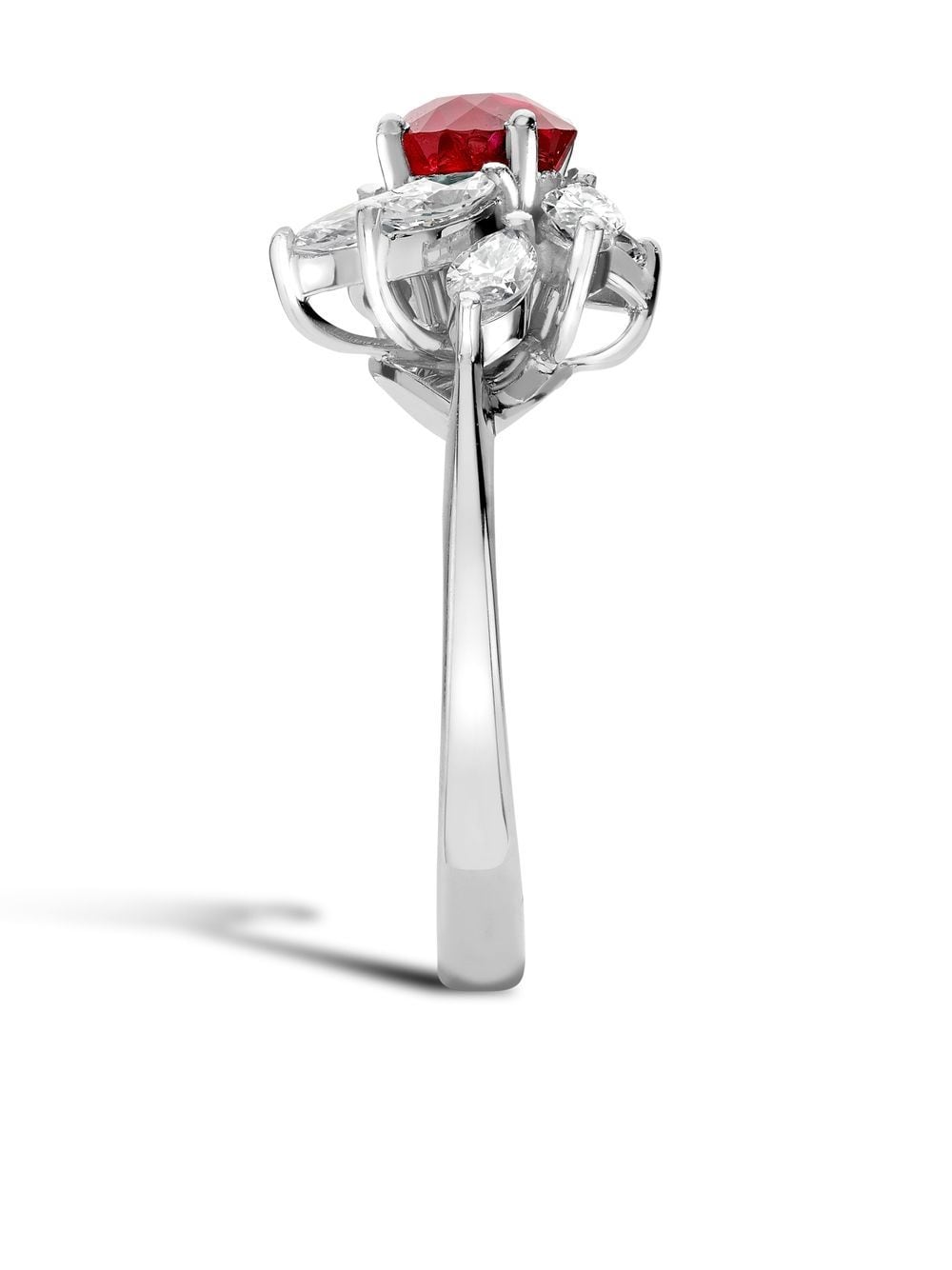 Pre-owned Pragnell Vintage Contemporary 18kt White Gold Firework Ruby And Diamond Ring In Silver