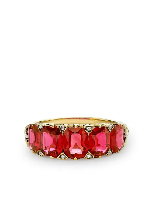 Bague Victorian Five Stone Burmese en 18ct sertie de rubis - Pragnell Vintage - Modalova
