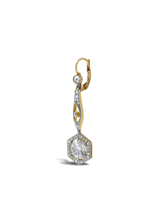 Pragnell Vintage 1891-1900 ダイヤモンド ピアス プラチナ＆18K 
