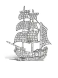 Pragnell Vintage platinum retro diamond ship brooch - Silver