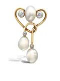 Pragnell Vintage Art Nouveau pre-owned 18kt yellow gold pearl and diamond brooch