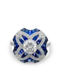 Pragnell Vintage platinum Art Deco diamond and sapphire cocktail ring - Silver