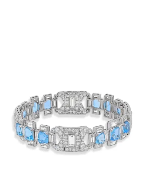 Pragnell Vintage platinum French Art Deco aquamarine and diamond bracelet