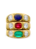 Pragnell Vintage 1970 18kt yellow gold gemstone dress ring