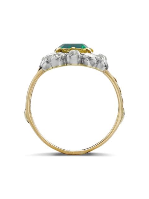 Pragnell Vintage Victorian pre-owned 18kt yellow gold diamond and emerald ring