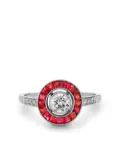 Pragnell Vintage Platinum Art Deco Inspired diamond and ruby ring - Silver