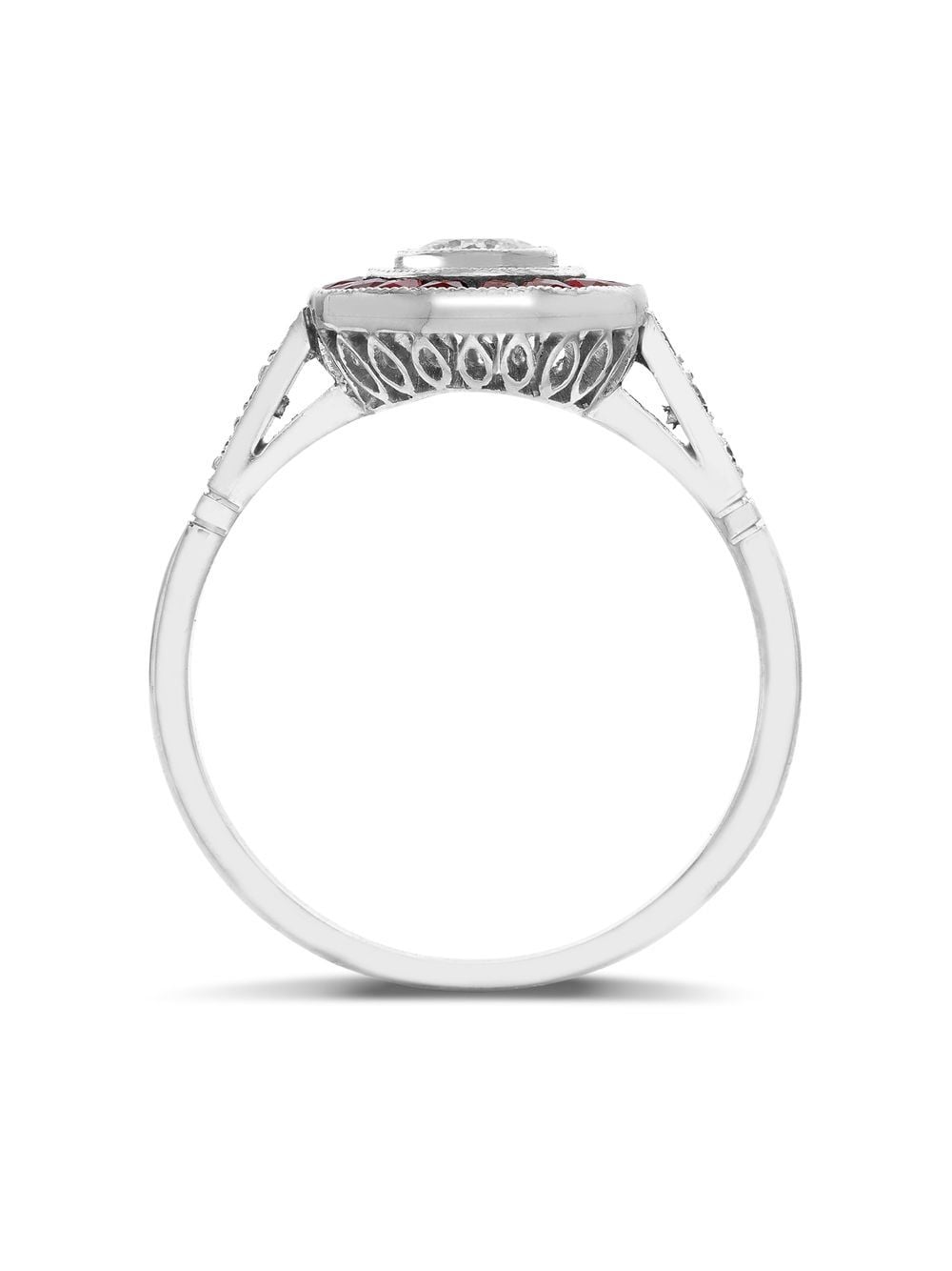 Pre-owned Pragnell Vintage Platinum Art Deco Inspired Diamond And Ruby Ring In Silver