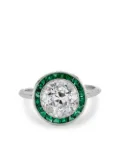 Pragnell Vintage platinum Target Cluster emerald and diamond ring - Silver