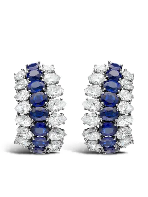Tiffany & Co. Pre-Owned platinum sapphire and diamond huggie earrings