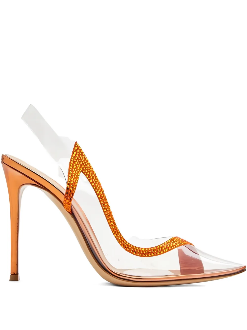 Gianvito Rossi 105mm Hortensia crystal-embellished pumps Orange