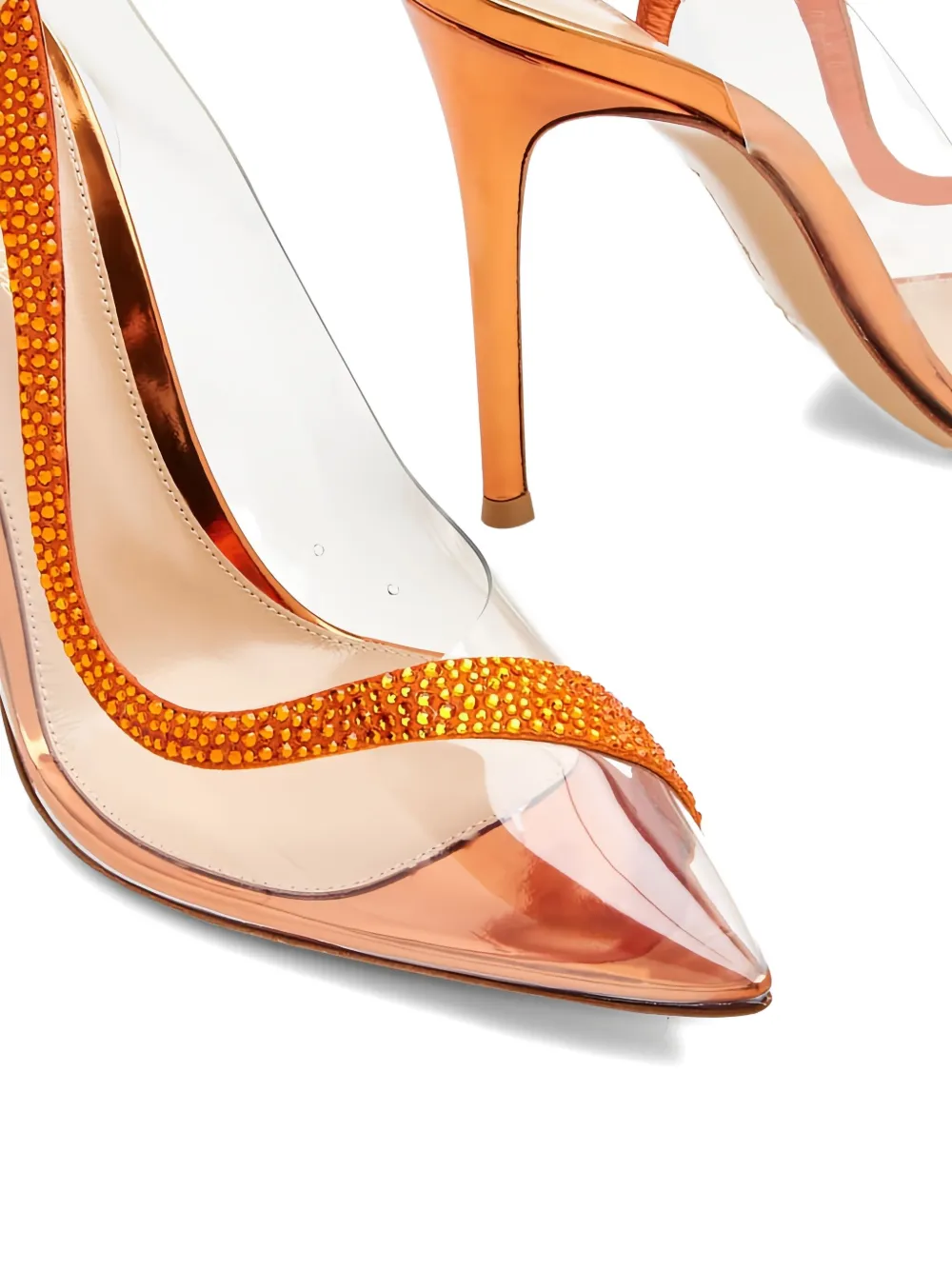 Gianvito Rossi 105mm Hortensia crystal-embellished pumps Orange