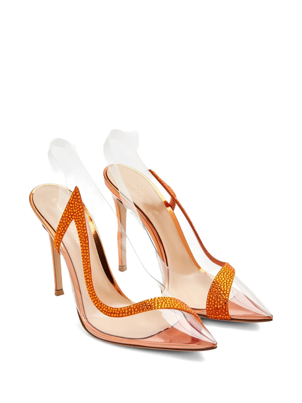 Gianvito Rossi 105mm Hortensia crystal-embellished pumps Orange