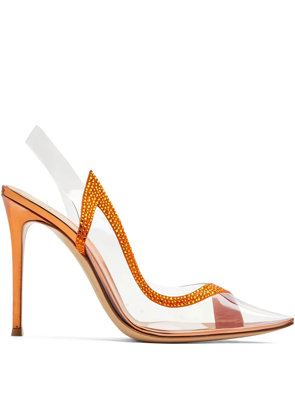 Gianvito Rossi 105mm Hortensia crystal-embellished pumps Orange