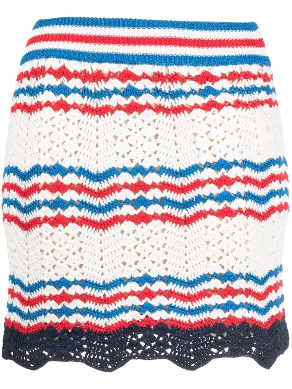 Casablanca Crochet Mini Skirt in White